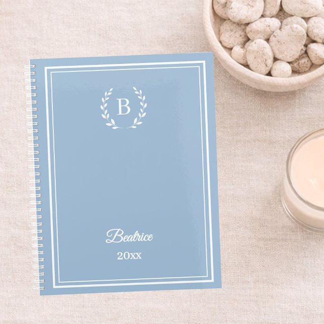 Dusty blue Monogram Personalized Quiet Luxury Notebook (Creator Uploaded)