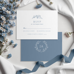 Dusty Blue Monogram RSVP Card