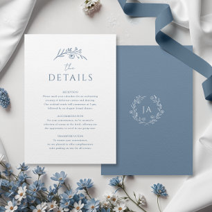 Dusty Blue Monogram Wedding Enclosure Card