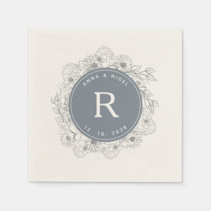 Dusty Blue Monogram Wedding Napkin