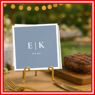 Dusty Blue Monogram Wedding Napkin