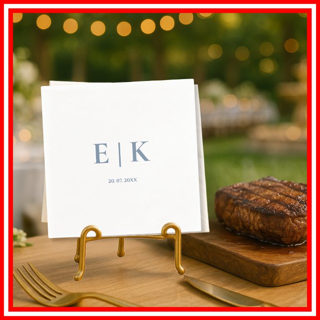 Dusty Blue Monogram Wedding Napkin (Creator Uploaded)
