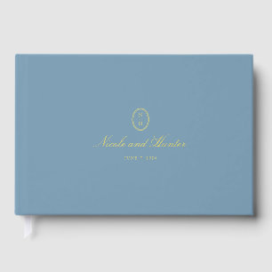 Dusty Blue Monogram Wedding Reception Guest Book