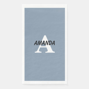 Dusty Blue Monograms Name Bridal Shower Birthday Napkin