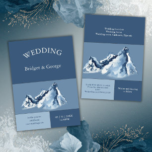 Dusty Blue Mountain Landscape Modern Wedding  Invitation