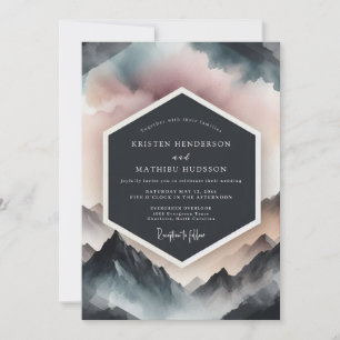 Dusty Blue Mountain Romance Wedding Invitation
