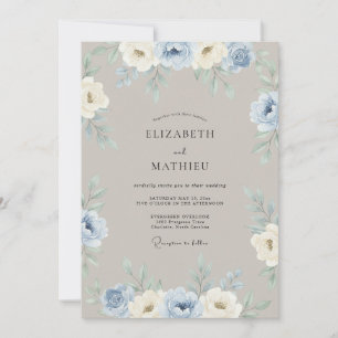Dusty Blue Muted Winter Wedding Invitation