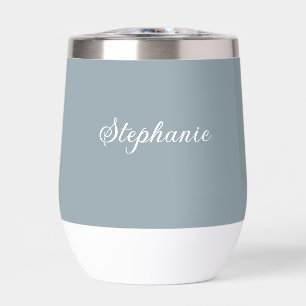 Dusty Blue Name Modern Elegant Monogram Boho