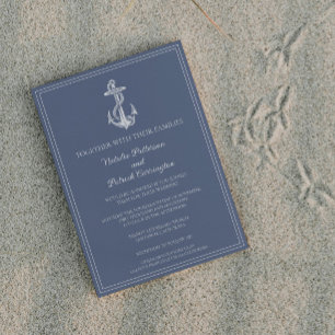 Dusty Blue Nautical Anchor Wedding Invitation