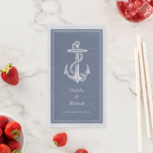 Dusty Blue Nautical Anchor Wedding Napkin