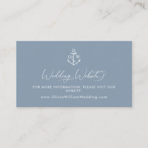 Dusty Blue Nautical Anchor Wedding Website Enclosure Card