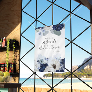 Dusty Blue Navy Bloom Floral Bridal Shower Banner