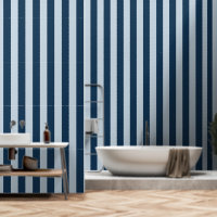Dusty Blue & Navy Blue Wide 4 Inch Stripe