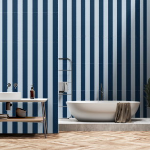 Dusty Blue & Navy Blue Wide 4 Inch Stripe Wallpaper
