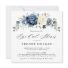 Dusty Blue Navy Champagne Ivory Bridal Shower Invi