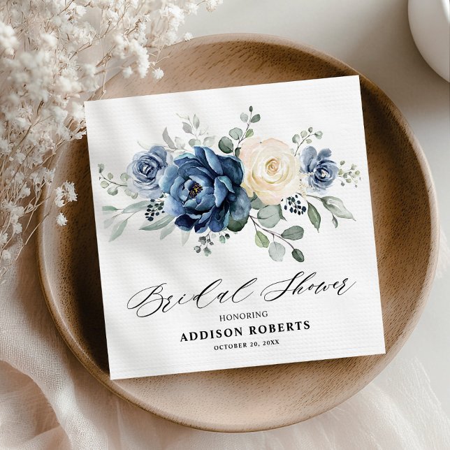 Dusty Blue Navy Champagne Ivory Bridal Shower Napkin (Dusty Blue Navy Champagne Ivory Bridal Shower Napkins
)