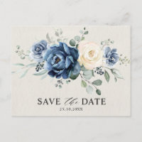 Dusty Blue Navy Champagne Ivory Save the Date Post