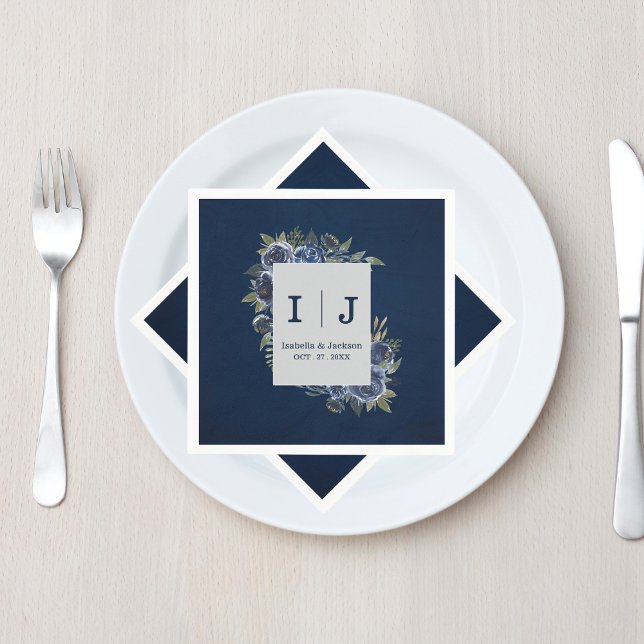 Dusty Blue Navy Champagne Ivory Wedding  Napkin (Dusty Blue Navy Champagne Ivory Wedding Supplies)