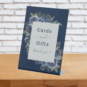 Dusty Blue Navy Champagne Ivory Wedding  Pedestal Sign