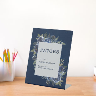 Dusty Blue Navy Champagne Ivory Wedding  Pedestal Sign