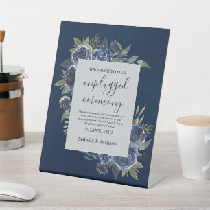 Dusty Blue Navy Champagne Ivory Wedding  Pedestal Sign