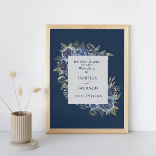 Dusty Blue Navy Champagne Ivory Wedding  Poster