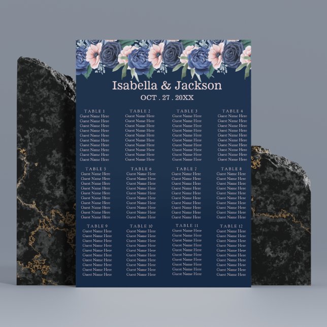 Dusty Blue Navy Champagne Ivory Wedding  Poster (Dusty Blue Navy Champagne Ivory Wedding Supplies)