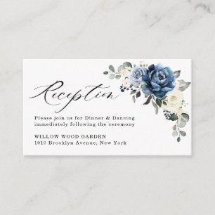 Dusty Blue Navy Champagne Ivory Wedding Reception Enclosure Card