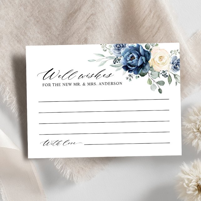 Dusty Blue Navy Champagne Ivory Wishing well Enclo Enclosure Card (Dusty Blue Navy Champagne Ivory Wishing well  Enclosure Card)