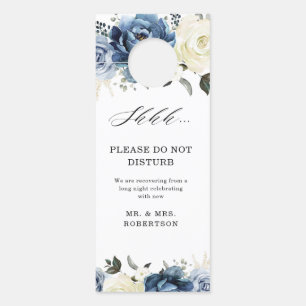 Dusty Blue Navy Champagne Wedding Do Not Disturb  Door Hanger
