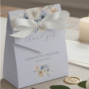 Dusty Blue & Navy Floral Wedding Favour Box