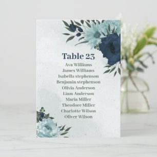 Dusty blue &navy flowers seating chart card