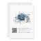 Dusty Blue Navy Ivory Floral Boho Wedding QR Code 