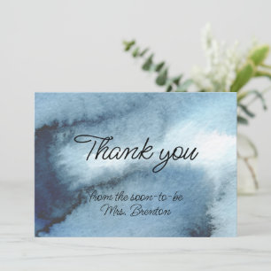 Dusty blue navy watercolor thank you card