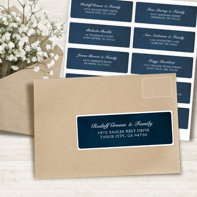 Dusty Blue Navy Wedding Guest Address (Dusty Blue Navy Wedding Guest Address Sticker)