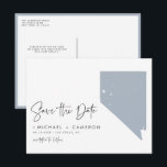 Dusty Blue Nevada State Map QR Code Save the Date Announcement Postcard<br><div class="desc">Celebrate your love with a unique twist by announcing your wedding in style with this QR Code Save the Date Postcard, featuring the Nevada state map. The design showcases the Silver State with a sleek, modern map outline. The QR code allows your guests to easily access all your wedding details,...</div>