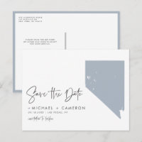 Dusty Blue Nevada State Map QR Code Save the Date