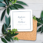 Dusty Blue Newlywed Wedding Modern Minimalist Coaster<br><div class="desc">Simple, minimalist and chic Wedding coaster features a modern design with a double framed border in trendy dusty blue on a crisp white background. This modern simple design provides timeless, classic sophistication. Personalize names of couple and event date in elegant blue lettering and script. These are a perfect keepsake for...</div>