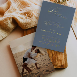 Dusty Blue Night Before Rehearsal Dinner Gold