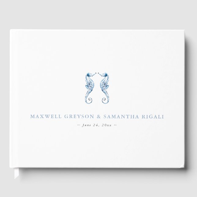 Dusty Blue Ocean Wedding Guest Book (Front)