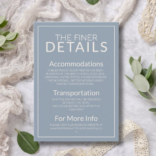 Dusty Blue Old Money Modern Wedding Detail Enclosure Card
