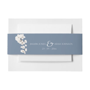 Dusty Blue Orchid Wedding Invitation Belly Band