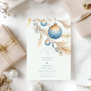 Dusty Blue Ornament Wedding Invitation