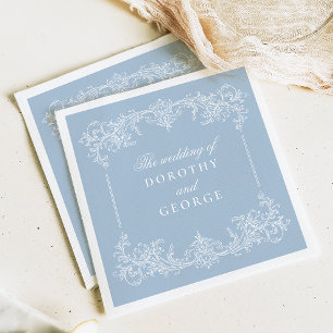Dusty Blue Ornate Wedding Napkin