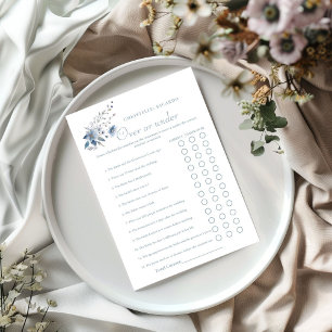 Dusty Blue Over or under bridal shower game Card