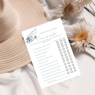 Dusty Blue Over or under bridal shower game Card