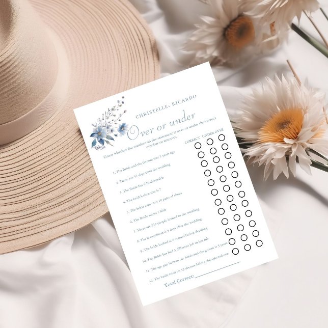 Dusty Blue Over or under bridal shower game Card (Creator Uploaded)