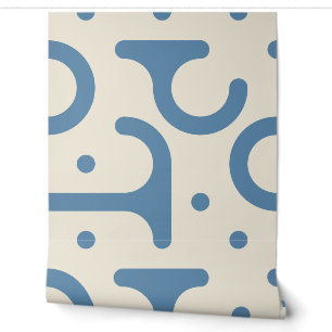 Dusty Blue Oversized Mod Geometric Beaded Shapes Wallpaper