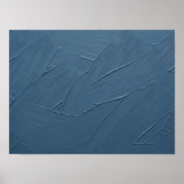 Dusty Blue Painted Impasto Texture Poster (Front)
