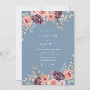 Dusty Blue Painterly Arch Wedding Invitation